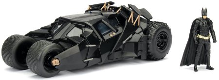Модель машинки с фигуркой Jada Toys: Бэтмобиль "Темный рыцарь" 2008 (Batmobile Dark Knight 2008) 1:24 + Фигурка Бэтмен (Batman) 7 см (98261)