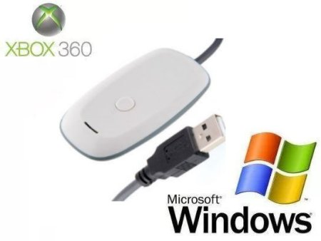 Беспроводной ресивер для подключения геймпада от Xbox 360 к компьютеру (Wireless Gaming Receiver for Windows PC) Белый
