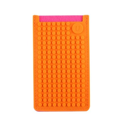 Маленький пиксельный чехол для смартфона (универсальный) Pixel felt phone pocket WY-B009 Фуксия-Оранжевый