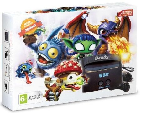 Игровая приставка 8 bit Skylanders (3000 в 1) + 20 встроенных игр + 2 геймпада (Черная)