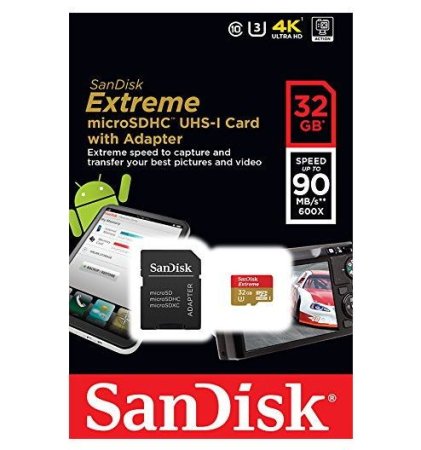 MicroSD Карта памяти 32GB SanDisk Class 10 Extreme 90MB/s + SD адаптер (PC) 