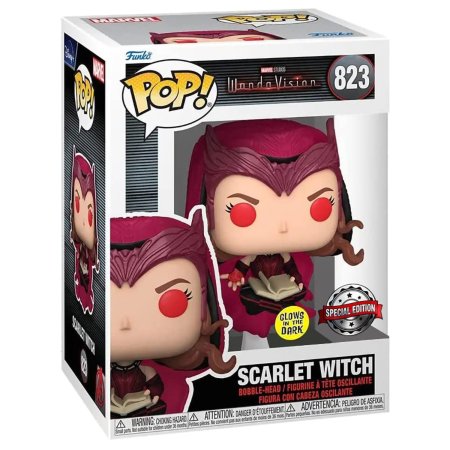 фигурки Фигурка Funko POP! Bobble: Алая ведьма светящаяся в темноте (Scarlet Witch (GW) (Exc)) Марвел: Ванда/Вижн (Marvel WandaVision) (62345) 9,5 см