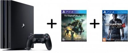   Sony PlayStation 4 Pro 1Tb Rus  + Titanfall 2 + Uncharted 4: A Thiefs End ( ) 