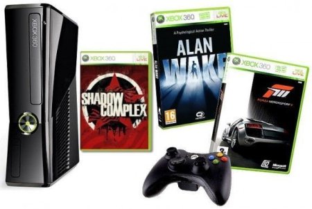 Игровая приставка Microsoft Xbox 360 Slim 250Gb Rus + Игры Alan Wake Русская Версия и Forza Motorsport 3 Русская Версия + Код на загрузку Shadow