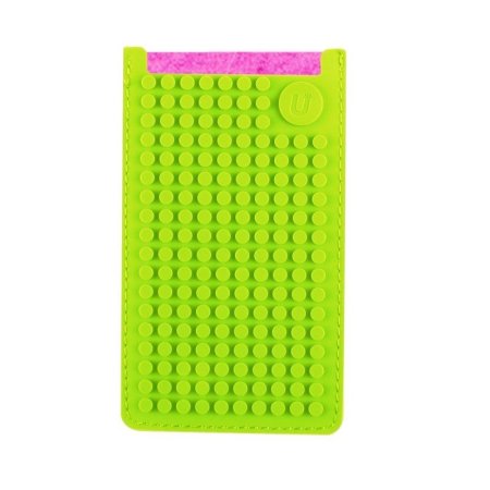 Маленький пиксельный чехол для смартфона (универсальный) Pixel felt phone pocket WY-B009 Фуксия-Зеленый