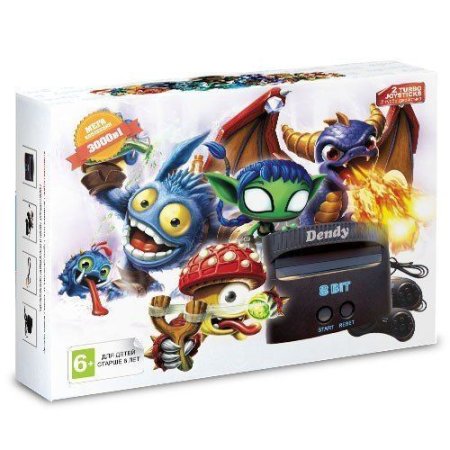 Игровая приставка 8 bit Skylanders (3000 в 1) + 20 встроенных игр + 2 геймпада (Черная) для 8 bit, Денди (Dendy)