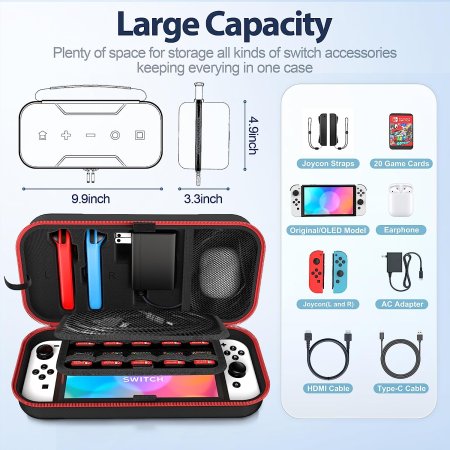 - Carry Case Oivo (IV-SW188) Red () (Switch/Switch OLED)