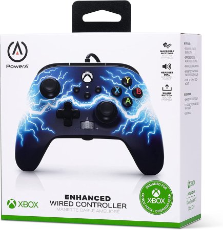 Геймпад проводной PowerA Enhanced Wired Controller for Xbox Series X/S (1521745-02) Arc Lightning (Дуговая молния) Оригинал (Xbox One/Series X/S/PC) 