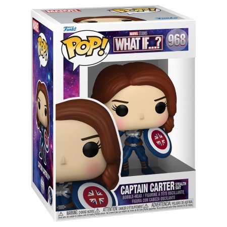 фигурки Фигурка Funko POP! Bobble: Что, если Капитан Картер оденет Стелс-Костюм (What If Captain Carter Stealth Suit) Марвел (Marvel) (58653) 9,5 см