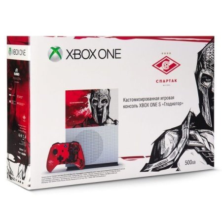 Игровая приставка Microsoft Xbox One S 500Gb Rus (Кастомизированная) «Спартак Гладиатор» 
