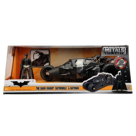 Модель машинки с фигуркой Jada Toys: Бэтмобиль "Темный рыцарь" 2008 (Batmobile Dark Knight 2008) 1:24 + Фигурка Бэтмен (Batman) 7 см (98261) 