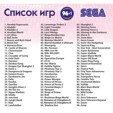 Сборник игр 96 в 1 (16B25 Wargame) Русская Версия (16 bit) (no box) 