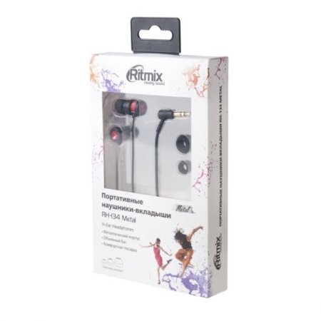 Наушники RITMIX RH-134 Metal, чёрные/коричневые (PC) 