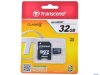 MicroSD Карта памяти 32GB Transcend Class 4 + SD адаптер (PC)