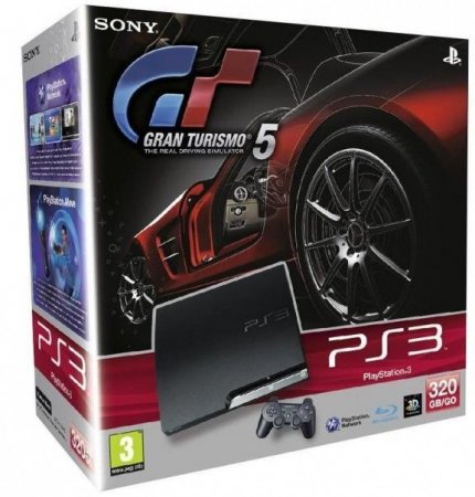   Sony PlayStation 3 Slim (320 Gb) Rus Black +  Gran Turismo 5   Sony PS3