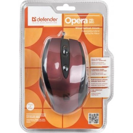 Мышь DEFENDER Opera 880, красная (PC) 