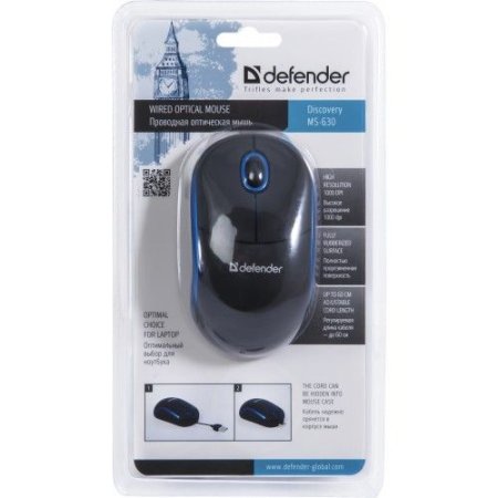 Мышь DEFENDER Discovery MS-630, мини, чёрная/красная (PC) 