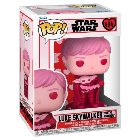 фигурки Фигурка Funko POP! Bobble: Люк Скайуокер с Грогу (Luke Skywalker With Grogu) Звездные Войны "Валентинки" (Star Wars Valentines) (60125) 9,5 см