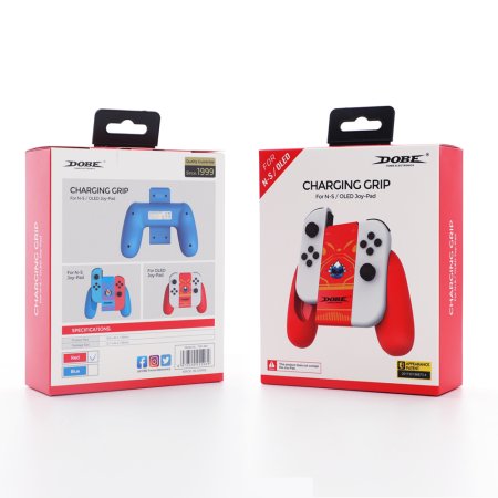 Подзаряжающий держатель для контроллеров Joy-Con Charging Grip DOBE Красный (Red) (TNS-880) (Switch)