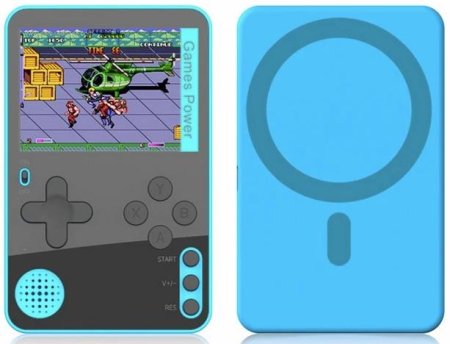 Портативная игровая приставка Retro Ultra Slim K10 Magnit с беспроводной зарядкой (500 в 1) + 500 встроенных игр (Синяя) для 8 bit, Денди (Dendy)
