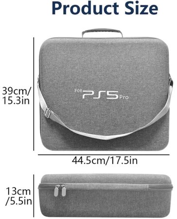 Сумка для хранения и перевозки игровой приставки Sony PlayStation 5 PRO и геймпадов (Серый) (PS5)
