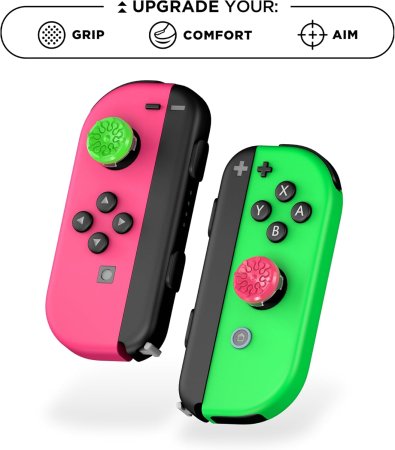 Накладки на стики для контроллеров Joy-Con KontrolFreek Splash Edition Green/Pink (Зеленый/Розовый) |10 (Switch/Switch Lite)