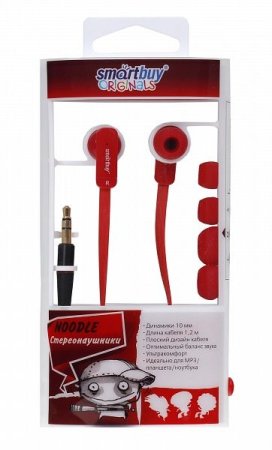 Наушники SmartBuy SBE-1900 Noodle, красные (PC) 