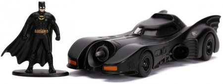 Модель машинки с фигуркой Jada Toys: Машинка Бэтмобиль 1989 года (Batmobile 1989) 1:32 + Фигурка Бэтмен (Batman) 7 см (31704)