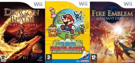    : Dragon Blade Wrath of Fire + Super Paper Mario + Fire Emblem: Radiant Dawn (Wii/WiiU)  Nintendo Wii 