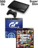 Игровая приставка Sony PlayStation 3 Super Slim (500 Gb) Rus Black (чёрная) + GTA: Grand Theft Auto 5 (V) + Gran Turismo 6 Русская Версия USED Б/У