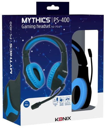 Игровая гарнитура проводная Konix Mythics Wired Gaming Headset PS-400 (Black-Blue) Черный-Синий (PS4) для PS4