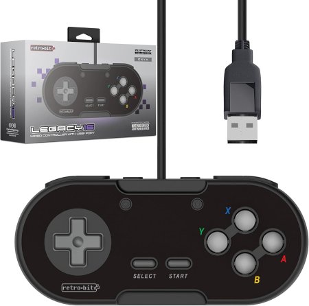 Геймпад проводной Retro-Bit Legacy 16 Wired Controller with USB Port Platinum Collection Classic Black (RB-UNI-2189) (PC/Switch/MAC)