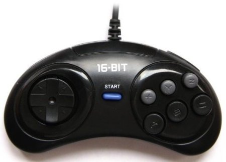 Геймпад проводной 16 bit Super Drive 2 Controller узкий разъем 9 Pin (Черный) (16 bit)