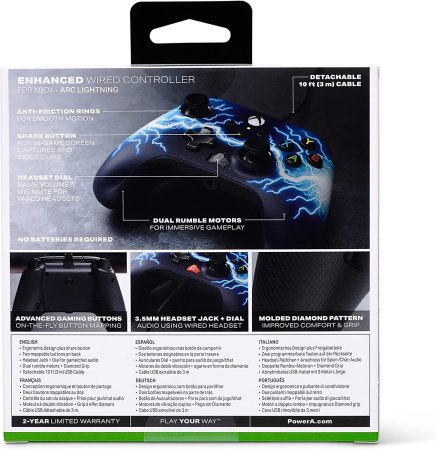 Геймпад проводной PowerA Enhanced Wired Controller for Xbox Series X/S (1521745-02) Arc Lightning (Дуговая молния) Оригинал (Xbox One/Series X/S/PC) 