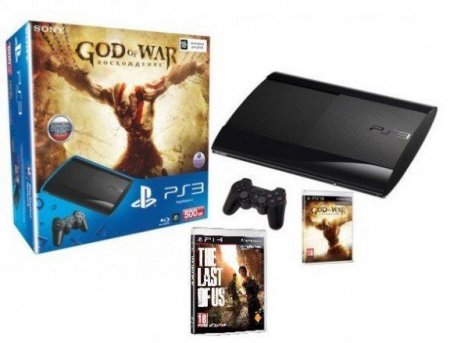   Sony PlayStation 3 Super Slim (500 Gb) Rus Black +  God of War:    + The Last Of Us (  )  Sony PS3