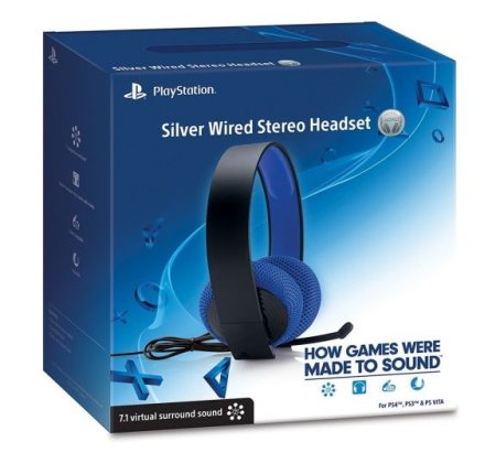 Гарнитура проводная Sony Silver Wired Stereo Headset 7.1 (PS4)