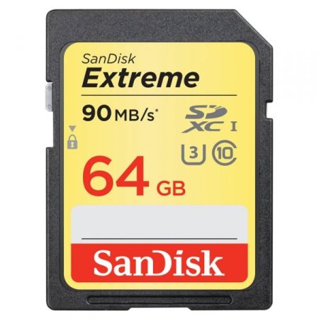 SDXC Карта памяти 64GB (Sandisk) Class 10 Extreme UHS-I (U3) 90MB/s (PC) 