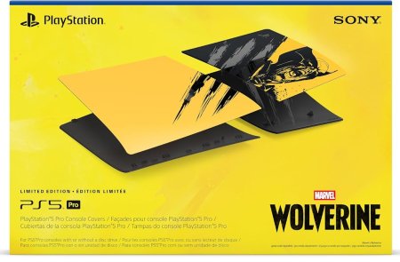 Съемные боковые панели для игровой приставки Sony PlayStation 5 Pro с дисководом/Digital Edition (Marvel's Wolverine Battle Yellow) Оригинал (PS5 Pro)