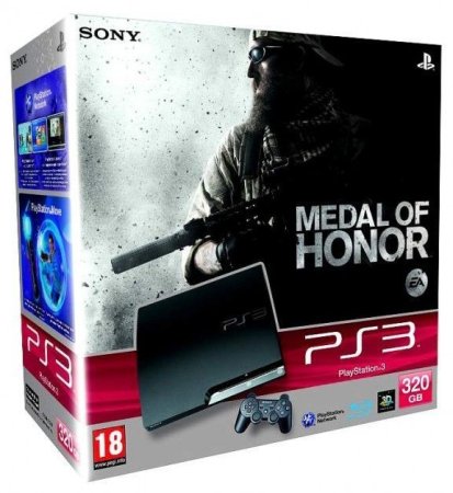 Игровая приставка Sony PlayStation 3 Slim (320 Gb) Rus Black + Игра Medal of Honor Русская Версия
