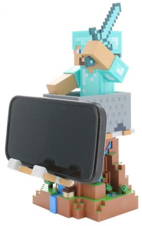  Фигурка подставка для геймпада/телефона Cable Guys: Стив в Алмазной Броне (Steve in Diamond Armour) Майнкрафт (Minecraft) (897252) 20 см 