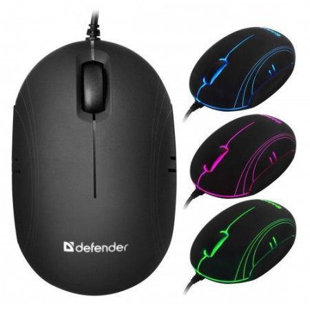 Мышь DEFENDER Rainbow MS-770L, чёрная (PC)