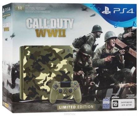   Sony PlayStation 4 Slim 1Tb Rus  + Call of Duty: WWII (World War 2) Limited Edition 