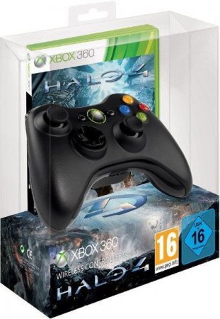   Microsoft Wireless Controller  Xbox 360 (Black)   + Halo 4   (Xbox 360/Xbox One)