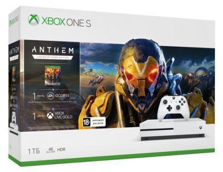 Игровая приставка Microsoft Xbox One S 1Tb Rus Белая + игра Anthem + код Xbox Live Gold 