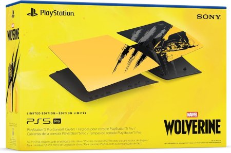 Съемные боковые панели для игровой приставки Sony PlayStation 5 Pro с дисководом/Digital Edition (Marvel's Wolverine Battle Yellow) Оригинал (PS5 Pro)