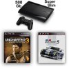 Игровая приставка Sony PlayStation 3 Super Slim (500 Gb) Rus Black (чёрная) + Игра Gran Turismo 5 Academy Edition Русская Версия + Uncharted 3 Иллюзии USED Б/У