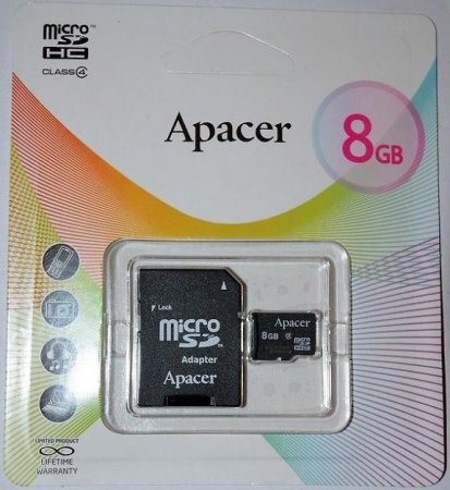 MicroSD   8GB Apacer Class 4 + SD  (PC) 