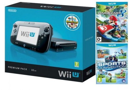   Nintendo Wii U Premium Pack +  Nintendo Land + Mario Kart 8 + Sports Connection (Wii U) Nintendo Wii U