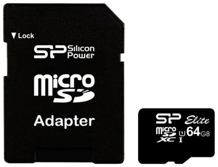MicroSD   64GB Silicon Power Class 10 Elite UHS-I + SD  (PC) 