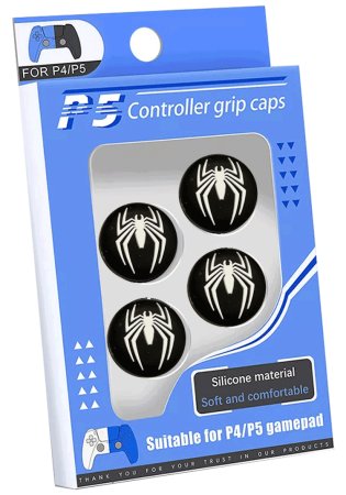  Накладки на стики для геймпада DualSense (GP5-1611) (Spider-man чёрный паук) (4 шт) (PS5) 